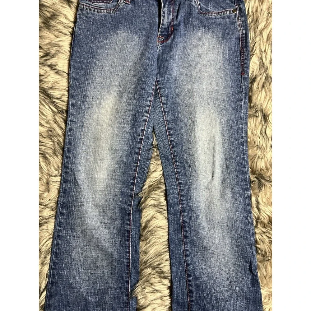 Southpole Y2K Jeans Est Ninety one Womens Embroidered Pockets Sz 7